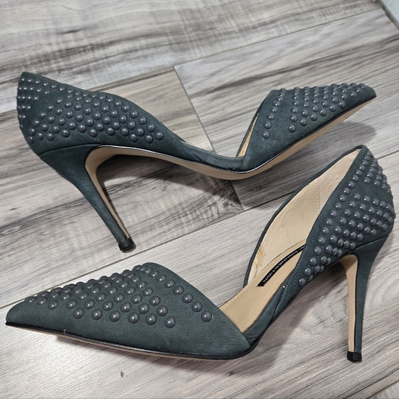French Connection Women's Gray Ellis Studded Suede Heels Size 9 - Picture 5 of 14